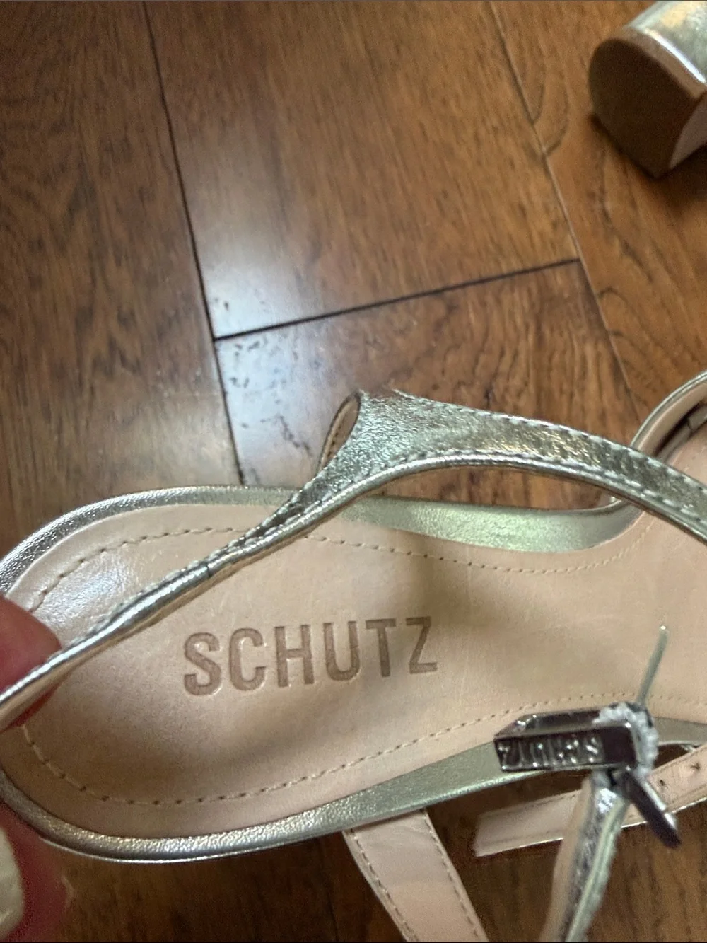 SCHUTZ Metallic SILVER Platform Sandals with Ankle Strap